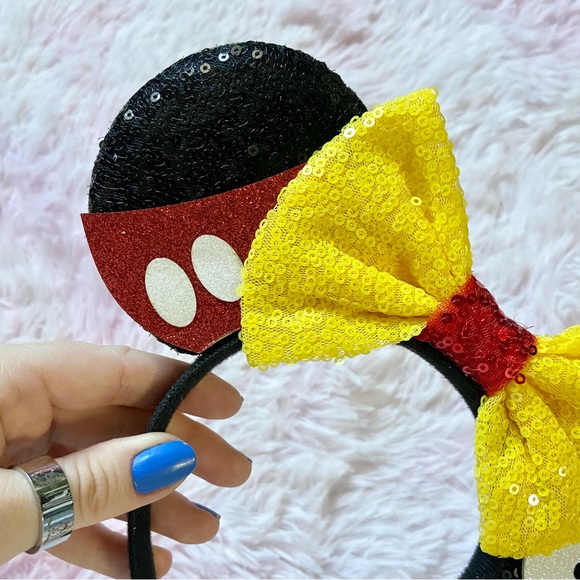 Disney Sequins Black & Yellow Mickey Mouse Ears Headband - Picture 2 of 4